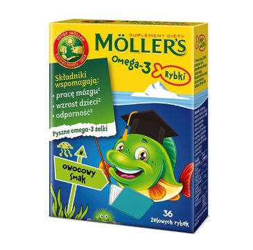 Möller's – Omega-3 Rybki żelki z kwasami omega-3 i witaminą D3 dla dzieci Owocowe (36 szt.)