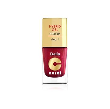 Delia Cosmetics Coral Hybrid Gel Emalia do paznokci nr 13 ciemno czerwony perłowy 11 ml