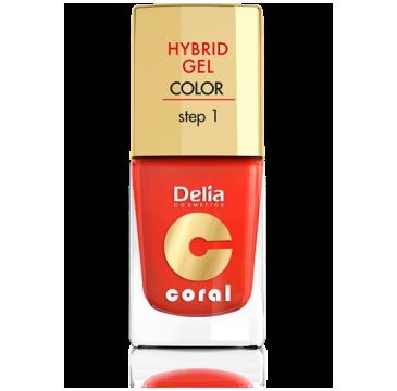 Delia Cosmetics Coral Hybrid Gel Emalia do paznokci nr 14 pomarańczowa czerwień 11 ml