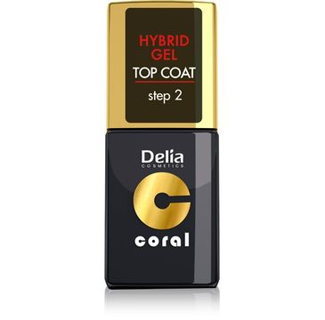 Delia Cosmetics Coral Hybrid Gel Emalia do paznokci Top Coat 11 ml