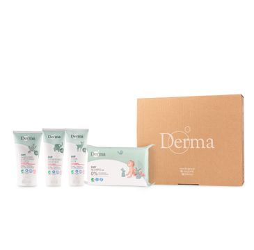 Derma – Eco Baby zestaw maść łagodząca 100ml + krem pielęgnacyjny 100ml + szampon/mydło do kąpieli 150ml + chusteczki nawilżane 64szt (1 szt.)