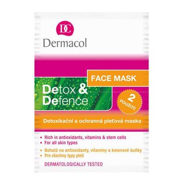 Dermacol Detox & Defence Face Mask maseczka detoksykująco-ochronna do twarzy 2x8g
