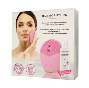Dermofuture Technology Szczoteczka soniczna do oczyszczania twarzy różowa+ żel 1 op.
