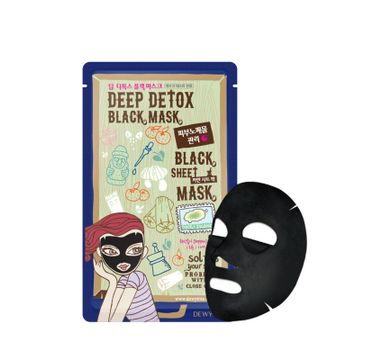 Dewytree Deep Detox Black Sheet Mask głęboko detoksykująca maska w płachcie z pyłem wulkanicznym (30 g)