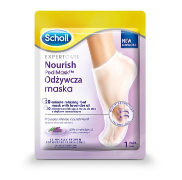 Scholl – Expert Care Nourish Pedi Mask odżywcza maska do stóp z olejkiem lawendowym (1 szt.)