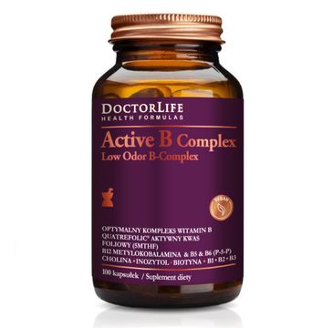 Doctor Life Active B Complex Low Odor B-Complex optymalny kompleks witamin B suplement diety 100 kapsułek