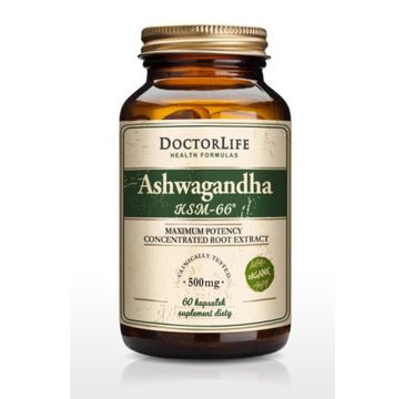 Doctor Life Ashwagandha KSM-66 ekstrakt z korzenia 500mg suplement diety 60 kapsułek