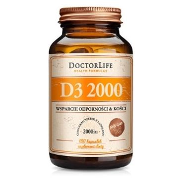 Doctor Life D3 2000 cholekalcyferol z lanoliny 2000iu suplement diety 120 kapsułek