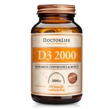 Doctor Life D3 2000 cholekalcyferol z lanoliny 2000iu suplement diety 250 kapsułek