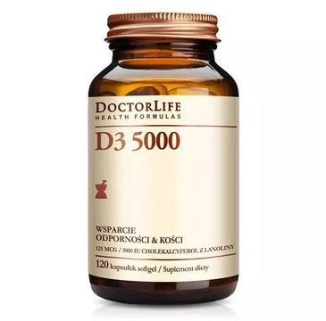 Doctor Life D3 5000 cholekalcyferol z lanoliny 5000iu wsparcie odporności i kości suplement diety 120 kapsułek