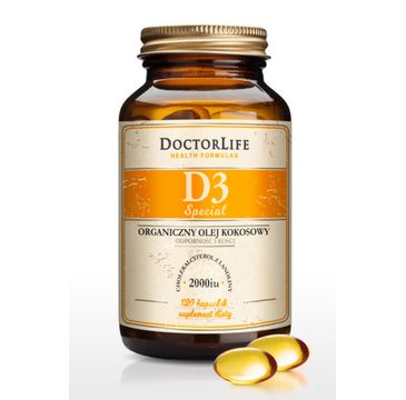 Doctor Life D3 Special 2000iu organiczny olej kokosowy suplement diety 120 kapsułek