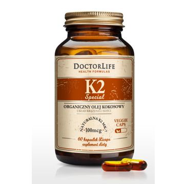 Doctor Life K2 organiczny olej kokosowy naturalna K2 MK-7 suplement diety 60 kapsułek