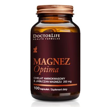 Doctor Life Magnez Optima chelat aminokwasowy i Jabłczan Magnezu 200mg suplement diety 100 kapsułek