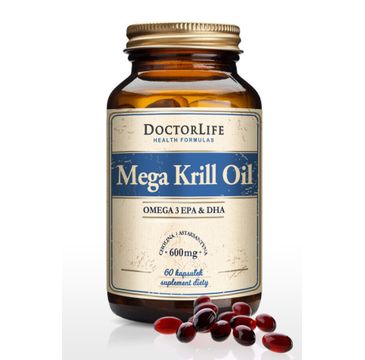 Doctor Life Mega Krill Oil Omega 3 EPA & DHA olej z kryla 600mg suplement diety 60 kapsułek