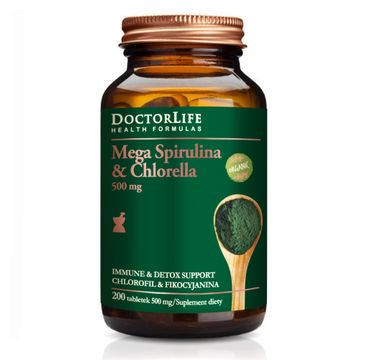 Doctor Life Mega Spirulina & Chlorella 500mg suplement diety 200 tabletek