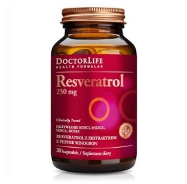 Doctor Life Resveratrol resweratrol z ekstratem z pestek winogron 250mg suplement diety 30 kapsułek