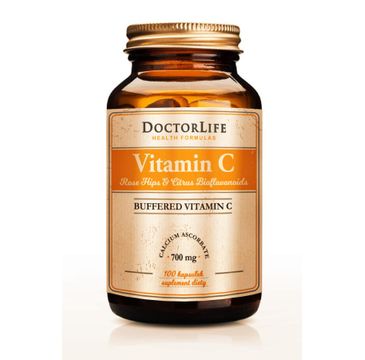 Doctor Life Vitamin C Buffered Vitamin C buforowana witamina C 700mg suplement diety Dzika Róża & Bioflawonoida 100 kapsułek