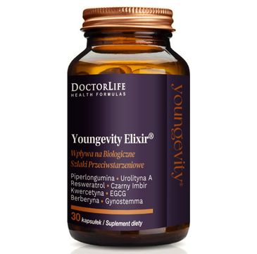 Doctor Life Youngevity Elixir wpływa na biologiczne szlaki przeciwstarzeniowe suplement diety 30 kapsułek