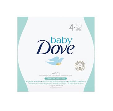 Dove Baby Sensitive Moisture Wipes nawilżane chusteczki oczyszczające 4x50szt