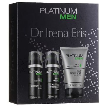 Dr Irena Eris Platinum Men zestaw nawilżający balsam po goleniu 50ml + krem regenerujący do twarzy na dzień i na noc 50ml + szampon zagęszczający włosy 125ml