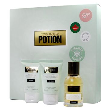 Dsquared2 Potion for Women zestaw prezentowy woda perfumowana spray 30 ml + balsam do ciała 30 ml + żel pod prysznic 30 ml