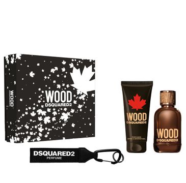 Dsquared2 Wood Pour Homme zestaw woda toaletowa spray (100 ml) + żel pod prysznic (100 ml) + breloczek