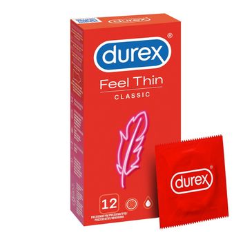 Durex Feel Thin Classic cienkie prezerwatywy lateksowe (12 szt.)