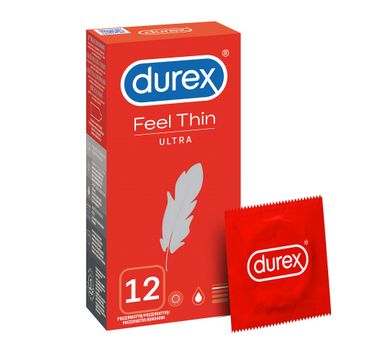 Durex Feel Thin Ultra super cienkie prezerwatywy lateksowe (12 szt.)