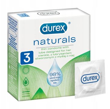 Durex Naturals cienkie prezerwatywy z lubrykantem stworzone z myślą o niej 3szt