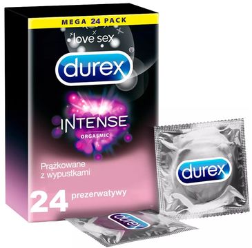 Durex prezerwatywy Intense 24 szt z wypustkami prążkami pokryte żelem stymulującym