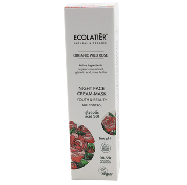 Ecolatier Organic Wild Rose krem-maska do twarzy przeciwstarzeniowa na noc (50 ml)