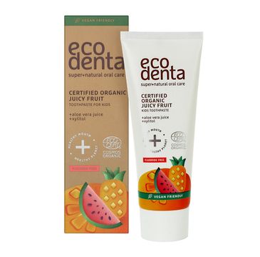 Ecodenta Certified Organic Juicy Fruit Kids Toothpaste soczyście owocowa pasta do zębów dla dzieci o smaku gumy balonowej (75 ml)