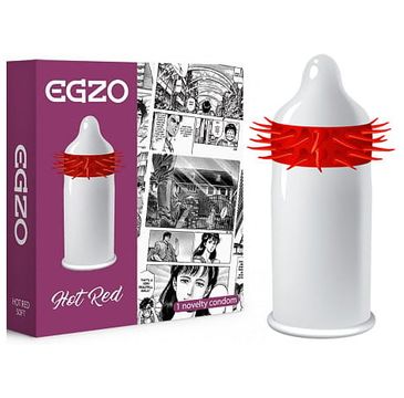 Egzo Hot Red prezerwatywa z pieszczącymi kolcami Soft (1 szt.)