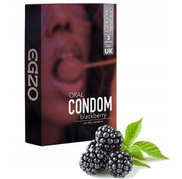 Egzo Oral Condom smakowe prezerwatywy Blackberry (3 szt.)