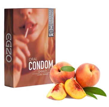 Egzo Oral Condom smakowe prezerwatywy Peach (3 szt.)
