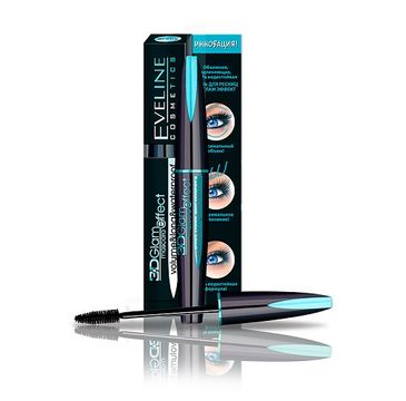 Eveline 3D Glam Mascara Effect Volume & Long & Waterproof – pogrubiający, wydłużający i wodoodporny tusz do rzęs Black (8 ml)