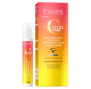 Eveline Cosmetics Vitamin C 3x Action rozjaśniająco-chłodzące serum pod oczy w roll-onie (15 ml)