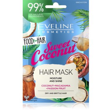 Eveline Food For Hair maska nawilżająca do włosów Kokos (20 ml)