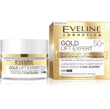 Eveline Gold Lift Expert 50+ – krem-serum do twarzy multi-odżywczy na dzień i noc (50 ml)