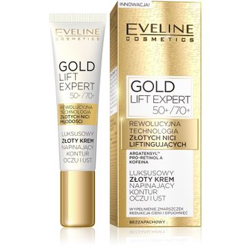 Eveline Gold Lift Expert – luksusowy złoty krem napinający kontur oczu i ust 50+/70+ (15 ml)