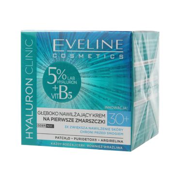 Eveline Hyaluron Clinic 30+ – głęboko nawilżający krem na pierwsze zmarszczki na dzień i noc (50 ml)