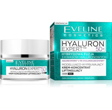 Eveline Hyaluron Expert 50+ – modelująco-wypełniający krem-koncentrat na dzień i noc (50 ml)