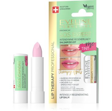 Eveline Lip Therapy S.O.S. Expert (intensywnie regenerujący balsam do ust Tint Rose 1 szt.)
