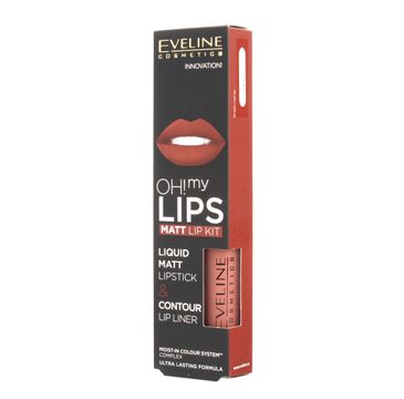Eveline OH! My Lips – zestaw do makijażu ust (pomadka + konturówka) nr 02 Milky Chocolate (1 op.)