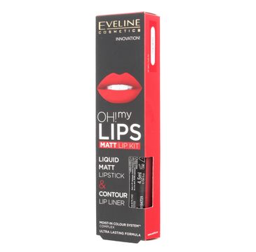 Eveline OH! My Lips – zestaw do makijażu ust (pomadka + konturówka) nr 05 Red Passion (1 op.)