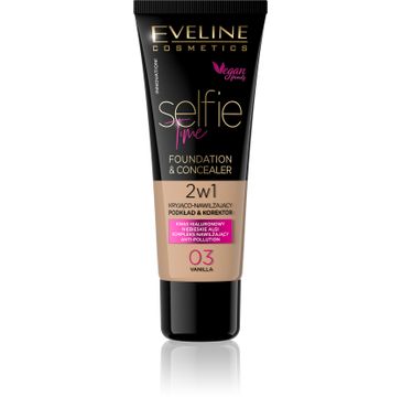 Eveline Selfie Time – podkład 2w1 kryjąco-nawilżający nr 03 Vanilla (30 ml)