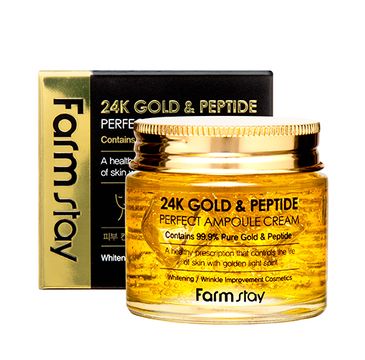 Farm Stay 24K Gold & Peptide Perfect Ampoule Cream ampułka do twarzy z 24-karatowym złotem i peptydami (80 ml)