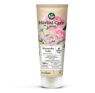 Herbal Care Spa Mazurska Łąka Nawilżający krem kwiatowy do rąk z olejkiem geraniowym (100 ml)