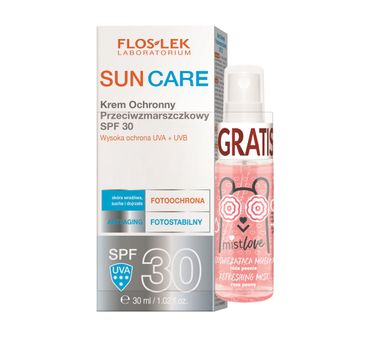 Floslek Sun Care Krem ochronny przeciwzmarszczkowy Spf 30 30 ml + Mistlove Odświeżająca mgiełka 30 ml (1 szt.)