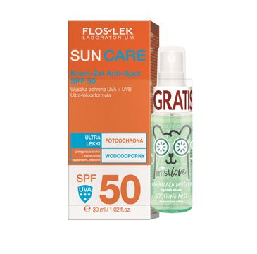 Floslek Sun Care Krem-Żel Anti-Spot Spf 50 30 ml+ mgiełka Mistlove 30 ml( 1 szt.)
